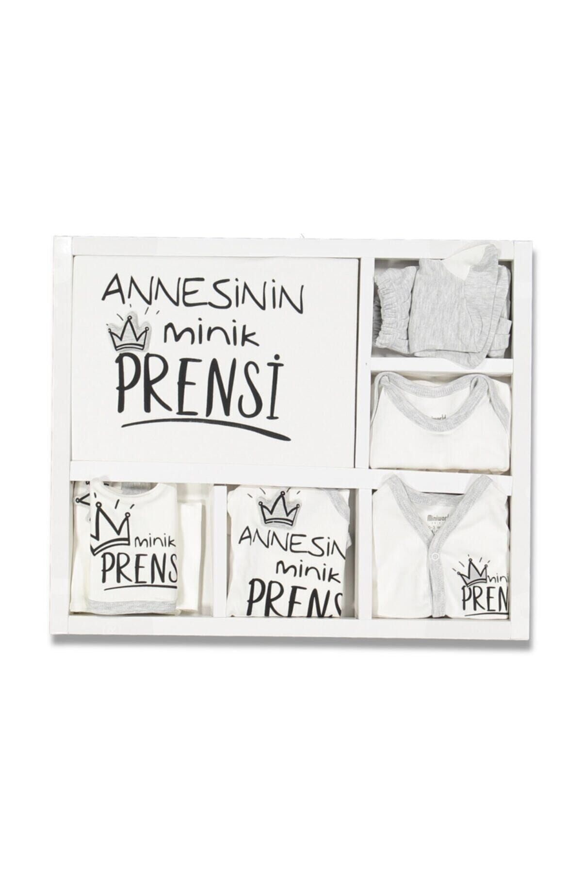 Annesinin Minik Prensi Baskılı 10'lu Hastane Çıkış Seti Beyaz