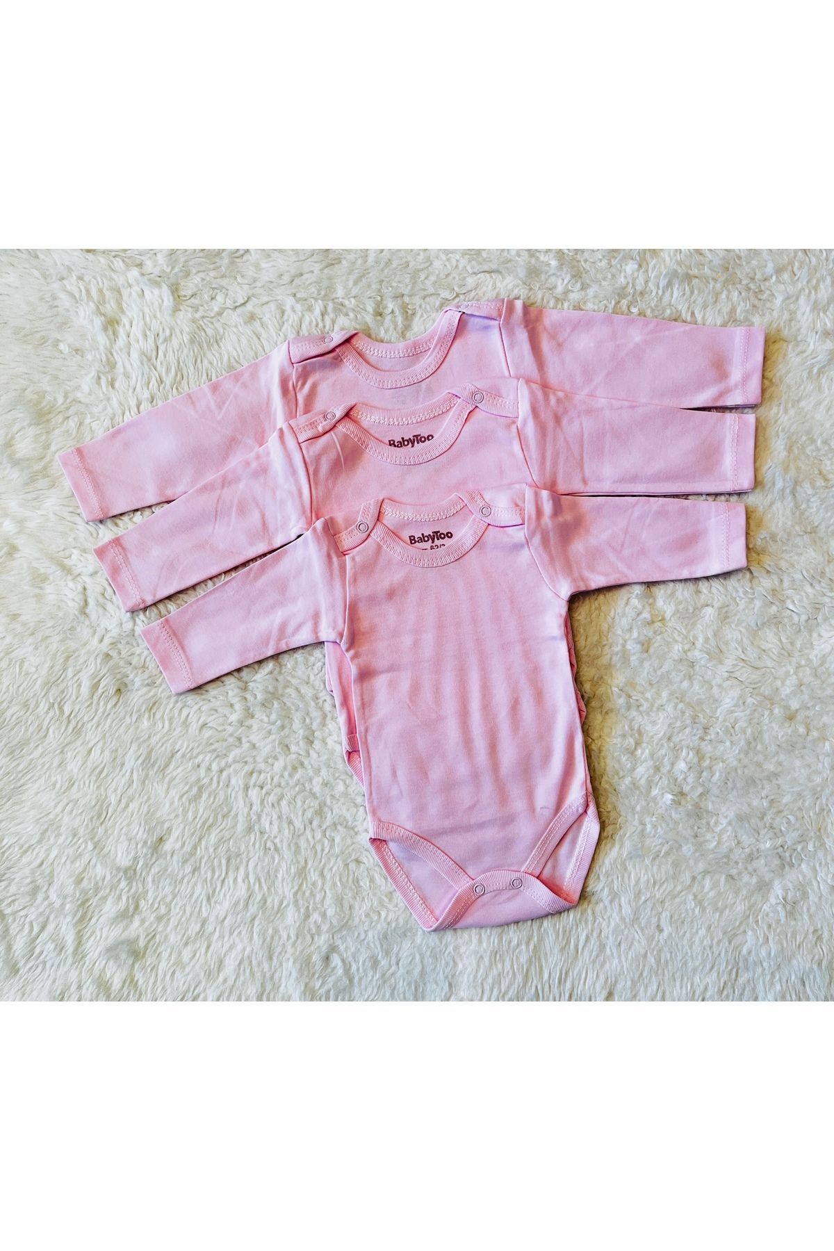 Sarı bulutlu önden çıtçıtlı ikili bebek takım Pembe - 9 Ay