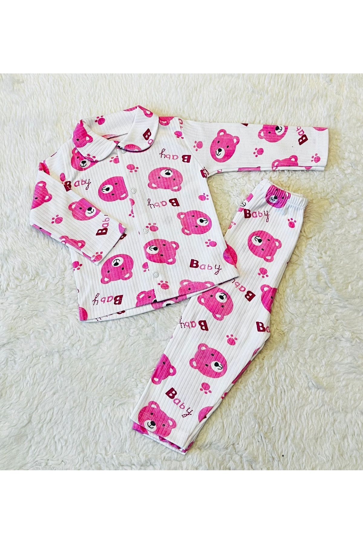 Sarı bulutlu önden çıtçıtlı ikili bebek takım Kelebeklipembe - 0-6 Ay