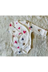 Sarı bulutlu önden çıtçıtlı ikili bebek takım Pembekalpli - 3-6 Ay