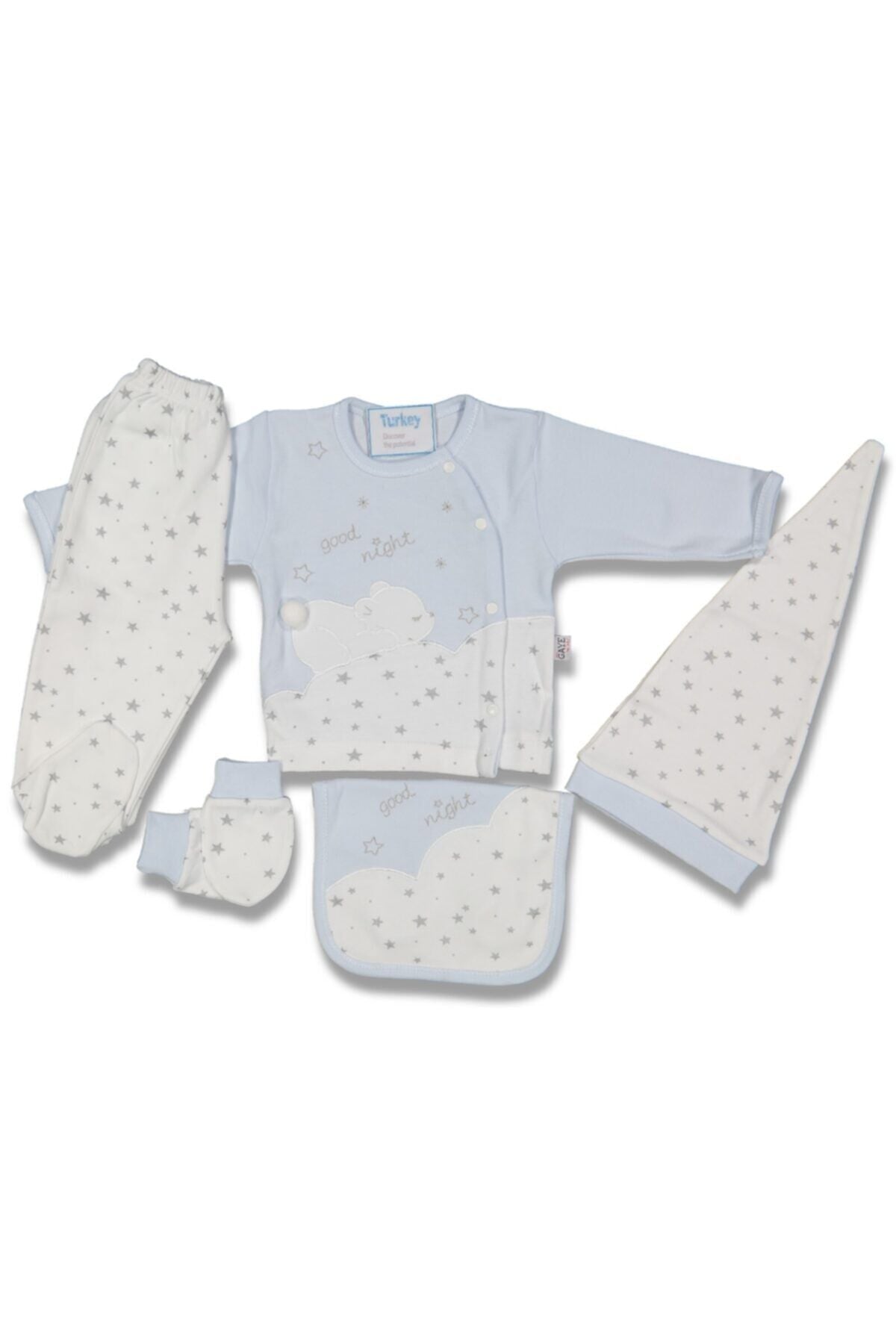 5'li Zıbın Seti Açık Mavi - Yeni Doğan