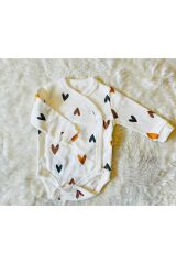 Sarı bulutlu önden çıtçıtlı ikili bebek takım Kahvekalpli - 0-3 Ay