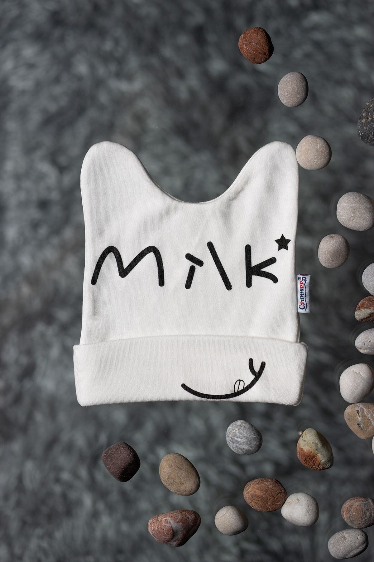 Milk Yazılı Penye Bere 3' Lü Set Beyaz - 0 - 12 Ay