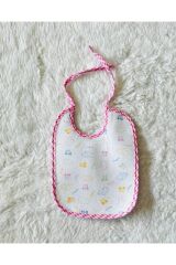Sıvı geçirmez (8 ADET) Bağcıklı Kız Bebek Desenli Bebek Mama Önlüğü Karışık - S