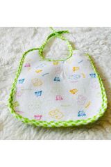 Sıvı geçirmez (8 ADET) Bağcıklı Kız Bebek Desenli Bebek Mama Önlüğü Karışık - S