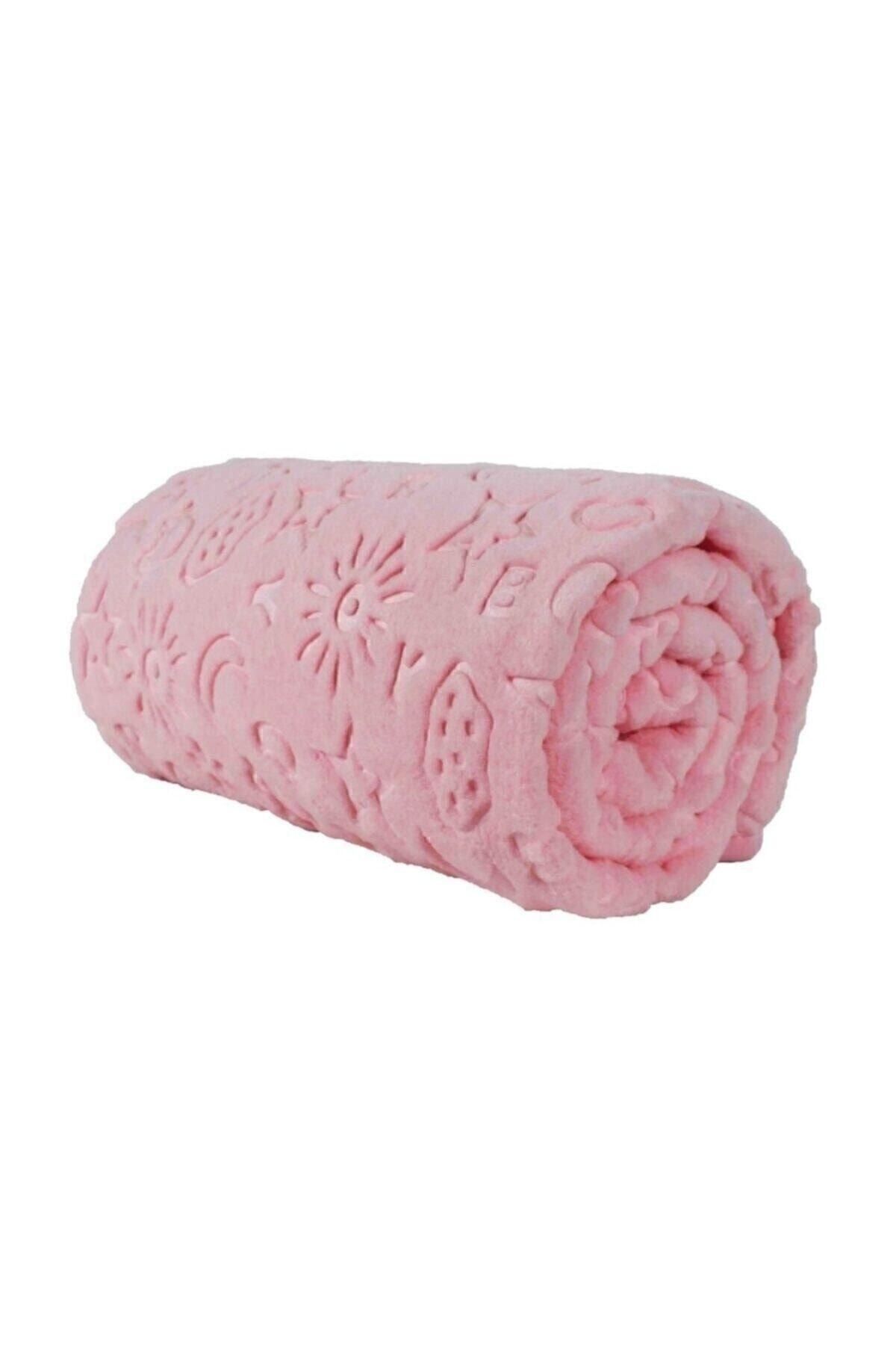 Pembe Peluş Bebek Battaniyesi 110 X 90cm (ÜRÜN MEVSİMLİK INCEDİR) Pembe - 100 X 100