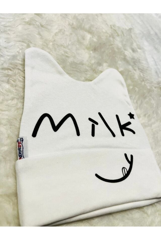 Siyah Beyaz Gri 3’'lü Milk Figürlü Kız Erkek Bebek Çocuk Penye Şapka Bere Siyah-Beyaz-Grimilk - 0-1 Yaş