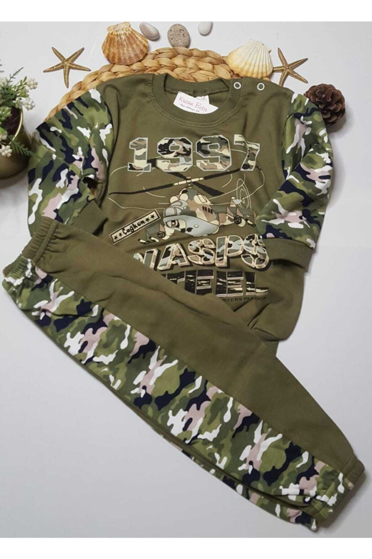 Çocuk Bebek Sweatshirt Alt 2'li Eşofman Takım Yeşil - 1.5-2 Yaş