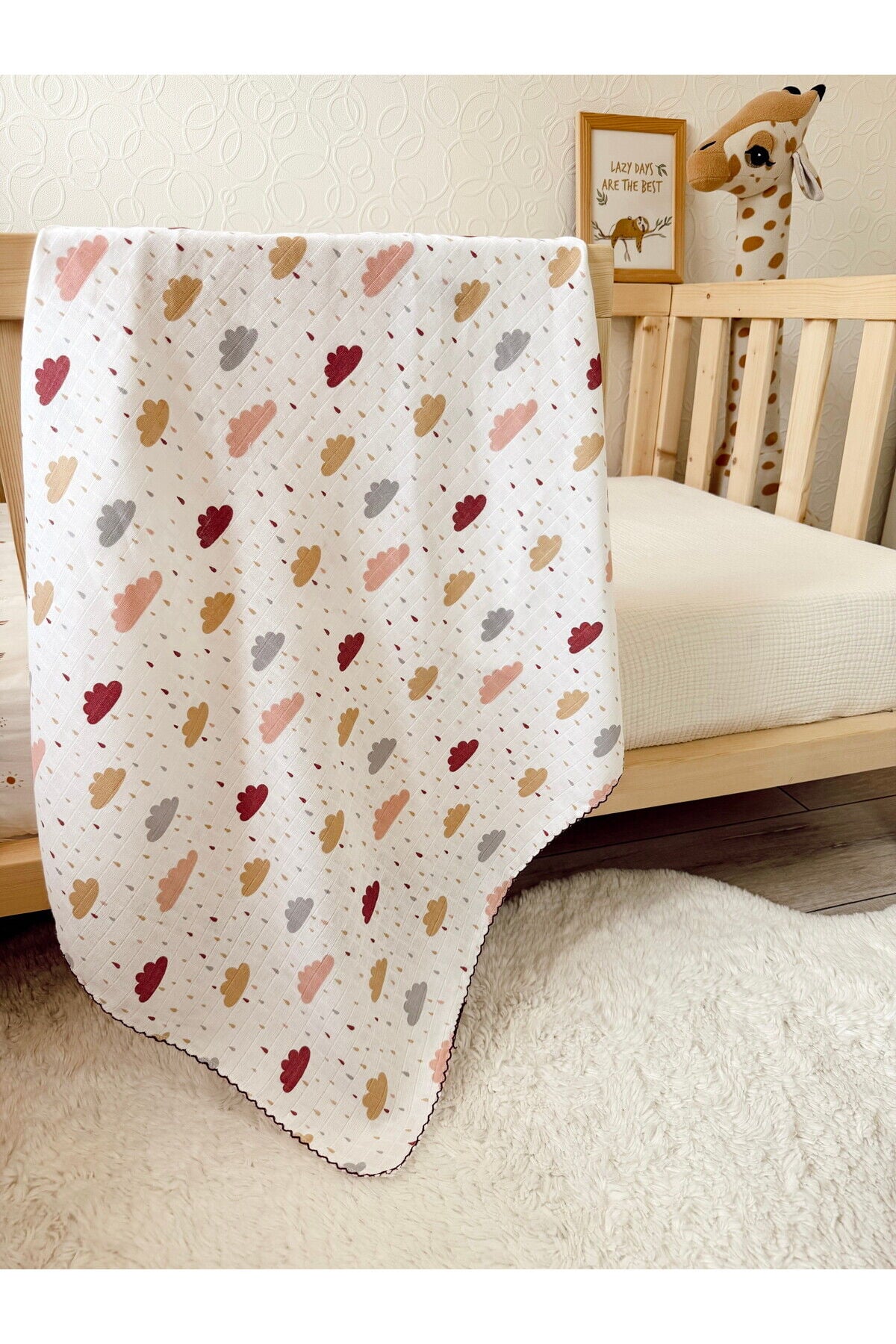 Çok Amaçlı Müslin Örtü 05-bulut 80x90 Cm, Yeni Doğan, Müslin Battaniye, Müslin Bez