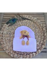 Pembe 1-8 Yaşa Uyumlu Çift Katlı Ayıcıklı Bebek Çocuk Yün Triko Şapka Bere Çift Katlı Pembe - Standart