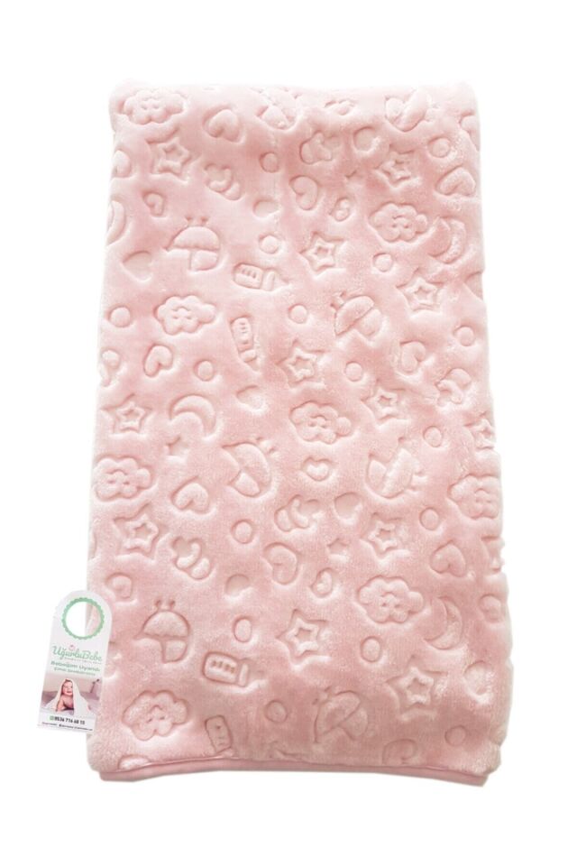 Gökyüzü Desenli Somon Rengi Peluş Battaniye (ÜRÜN KUTU IÇERİSİNDE GÖNDERİLMEKTEDİR) Pembe - 100 X 120