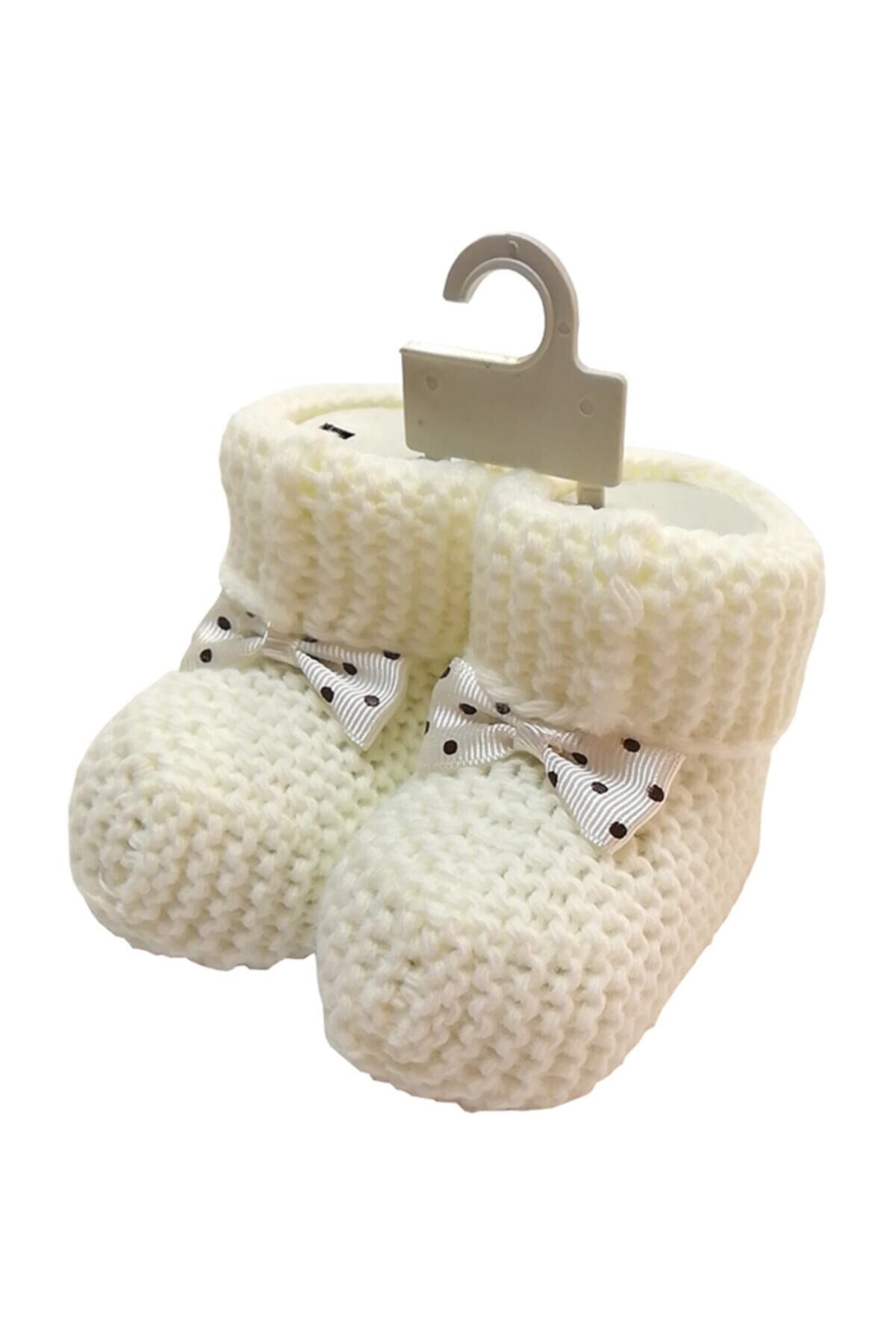 Fiyonklu Triko Bebek Patiği (unisex)