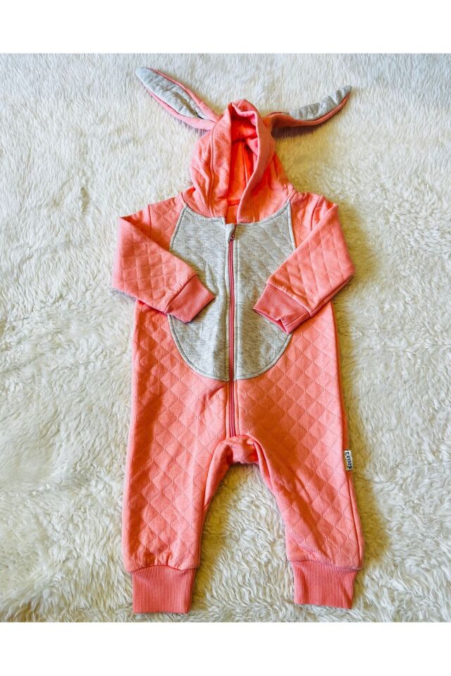 Yeşil Organik Kız Erkek Bebek Pamuk Kumaş Çıtçıtlı Tulum Somon - 2-3 Yaş