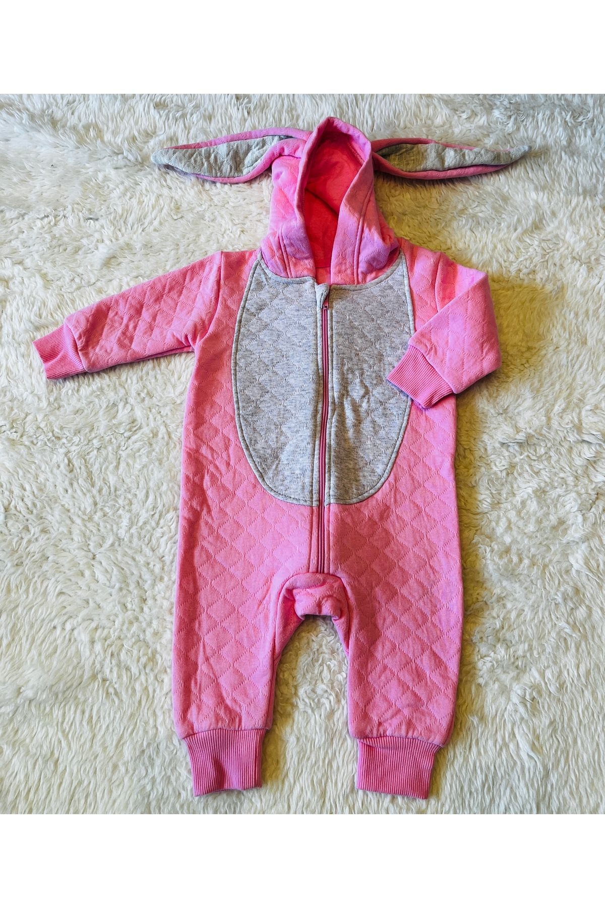 Yeşil Organik Kız Erkek Bebek Pamuk Kumaş Çıtçıtlı Tulum Pembe - 1-2 Yaş