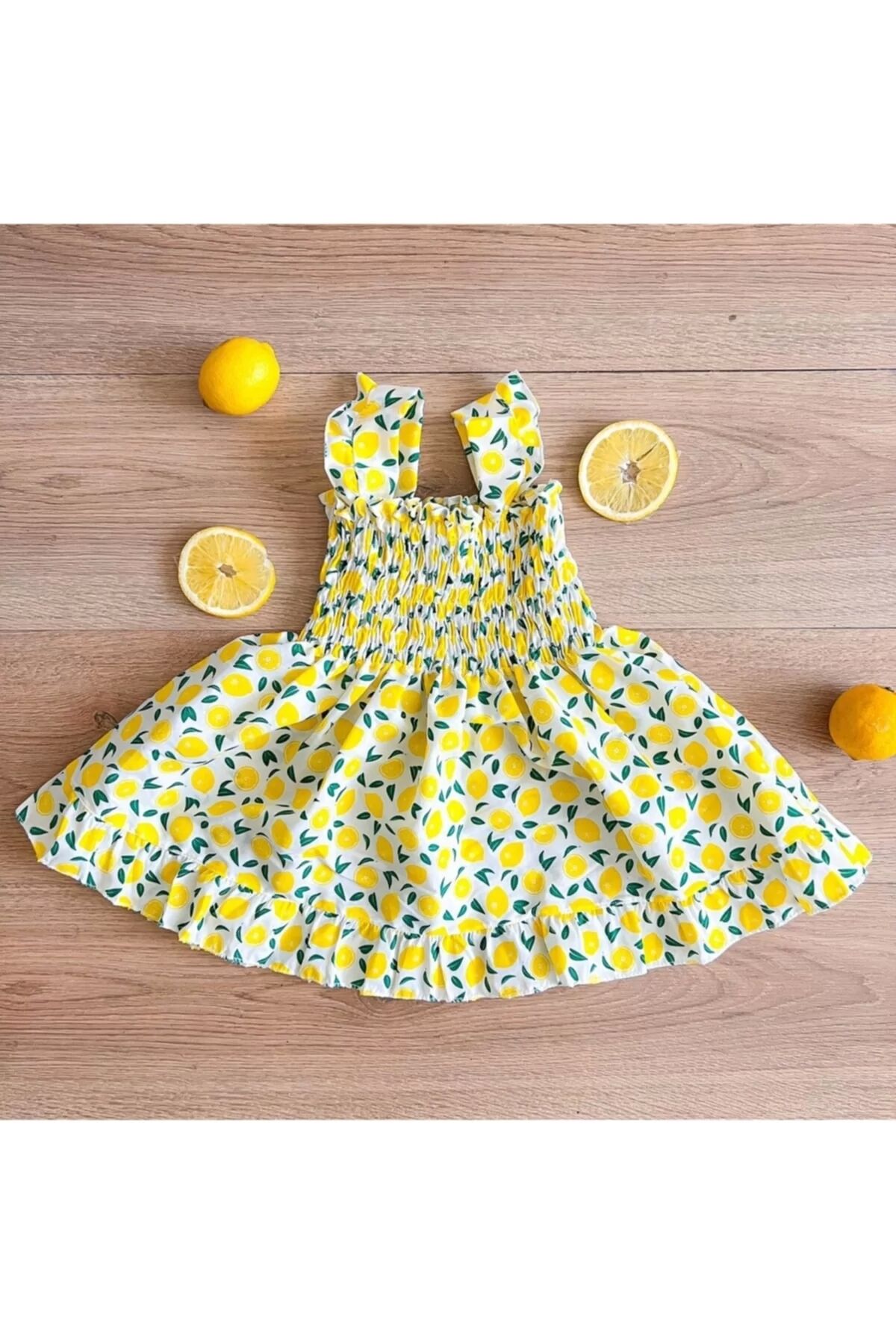 Limonlu Yazlık Elbise Yklmn01 Sarı - 12-18 Ay