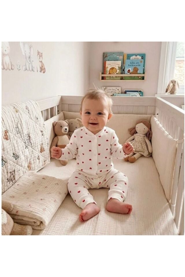 Yeşil Organik Kız Erkek Bebek Pamuk Kumaş Çıtçıtlı Tulum Avokado - 1-2 Ay