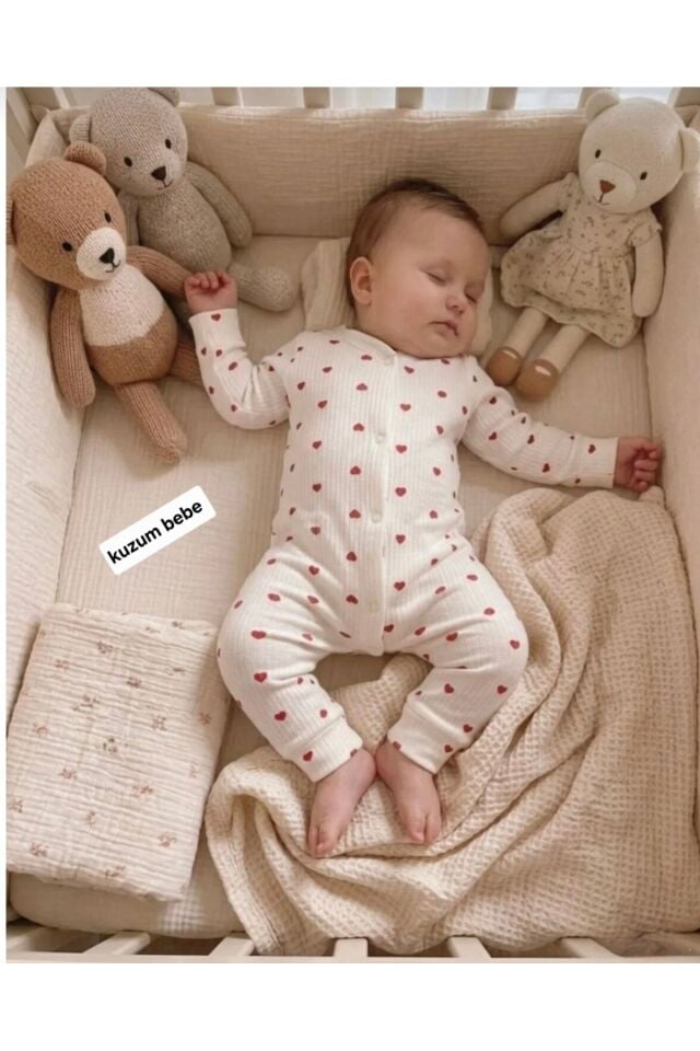 Yeşil Organik Kız Erkek Bebek Pamuk Kumaş Çıtçıtlı Tulum Avokado - 6-9 Ay