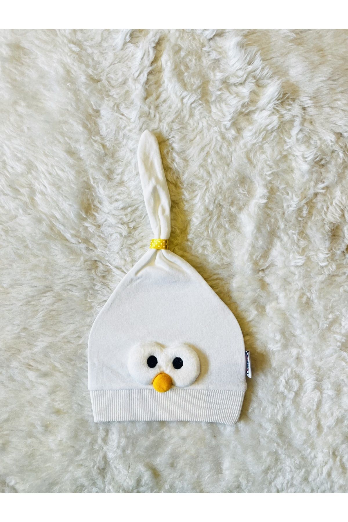 Beyaz Yıldız Figürlü Kız Erkek Bebek Çocuk Penye Şapka Bere Beyaz - 0-1 Yaş