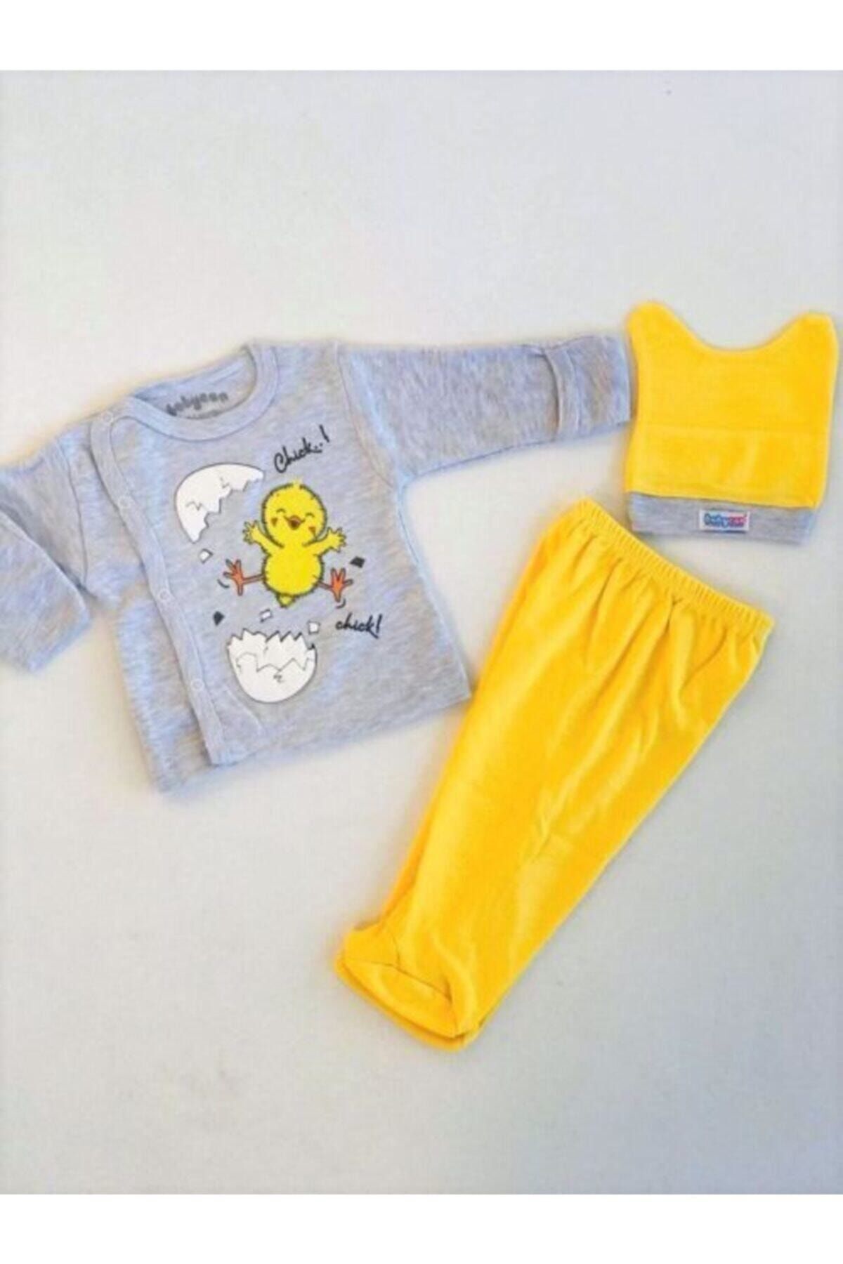 Baby Boss Chick Chick Gizli Eldivenli 3 Lü Set Gri - Sarı - 0-3 Ay