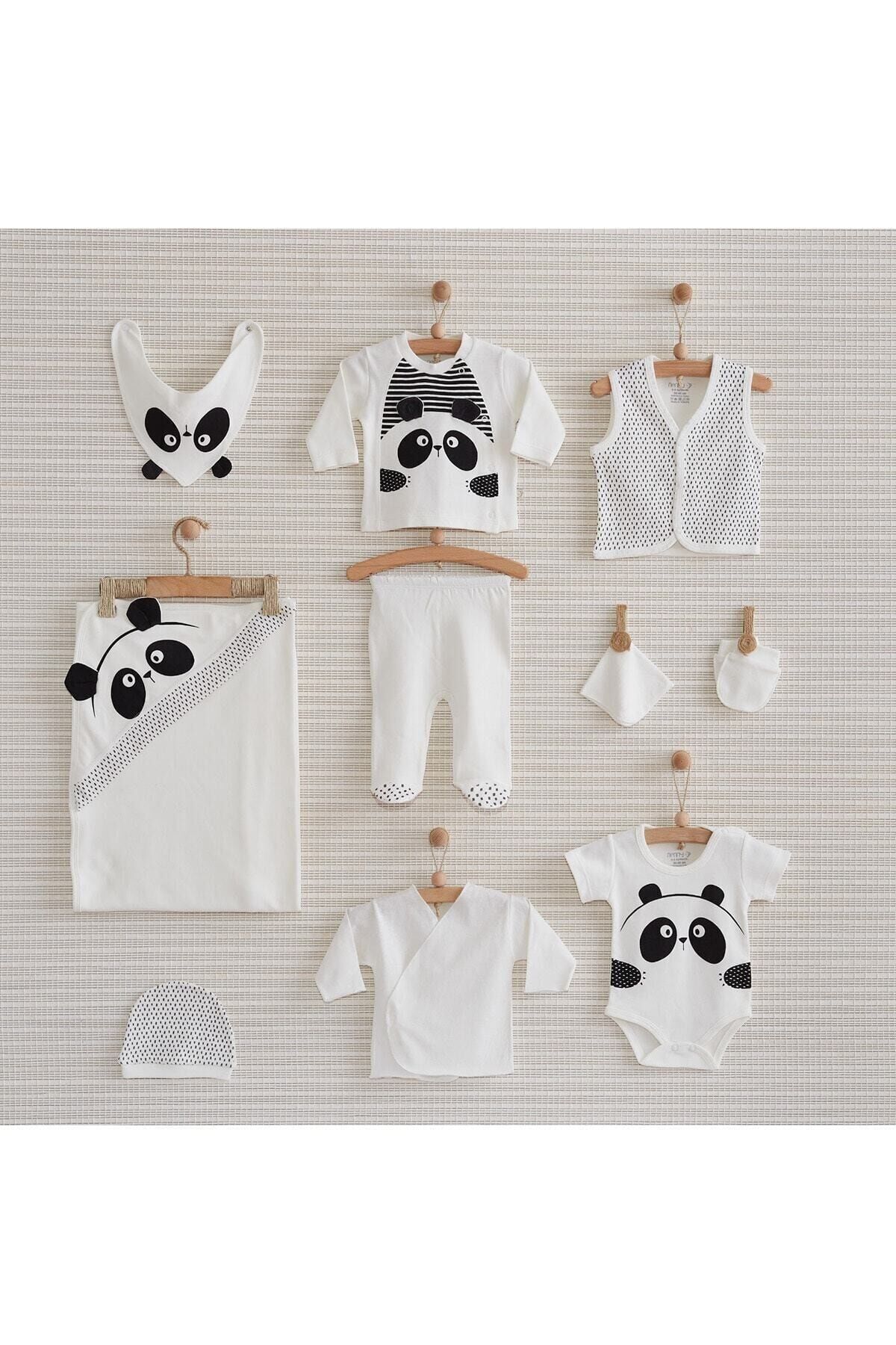 Unisex Bebek Beyaz Panda Yenidoğan 10'lu Hastane Çıkışı