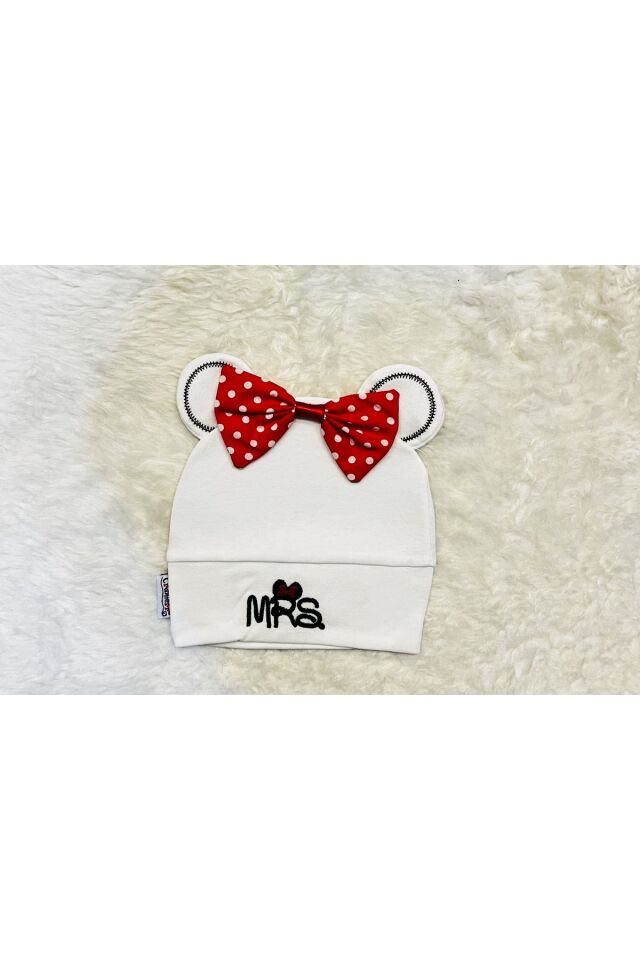 Beyaz Mickey Mouse Figürlü Kız Erkek Bebek Çocuk Penye Şapka Bere Mıckeybeyaz - 0-1 Yaş