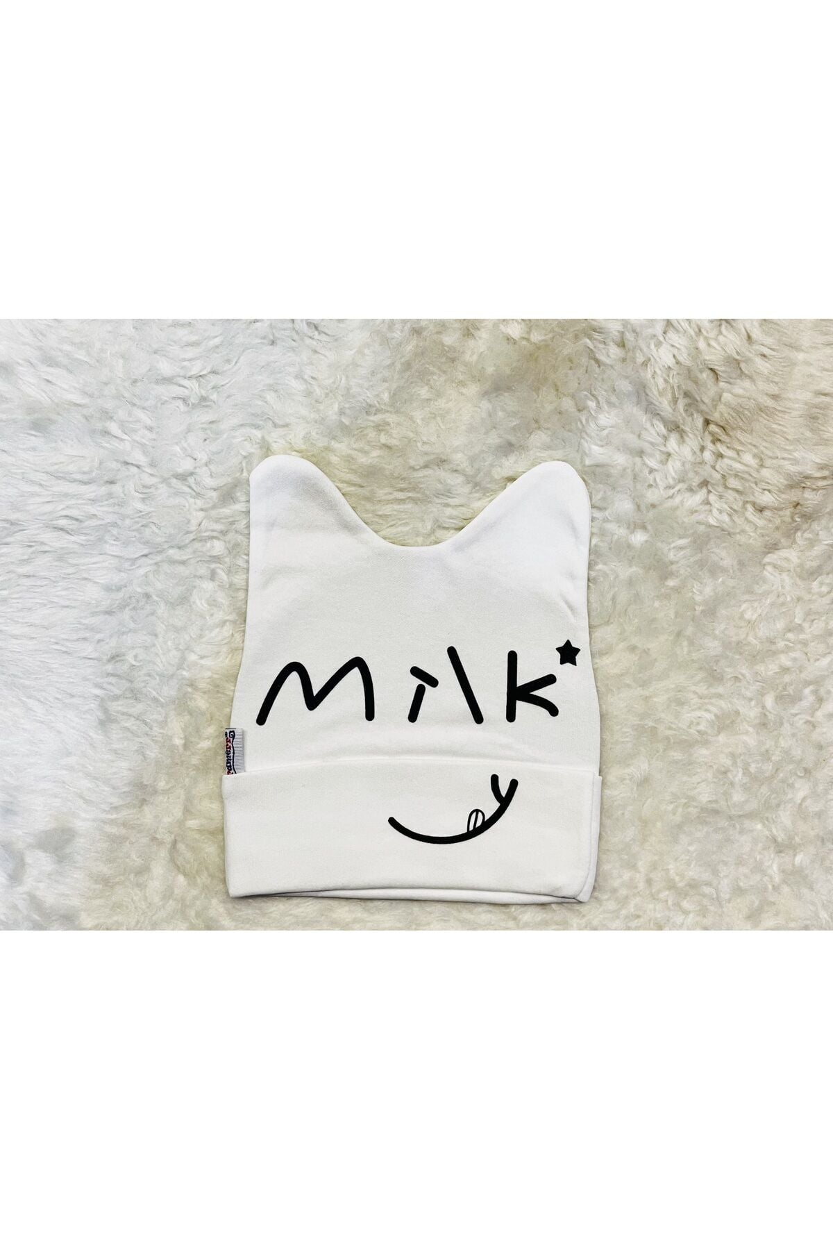 Beyaz Mickey Mouse Figürlü Kız Erkek Bebek Çocuk Penye Şapka Bere Milkbeyaz - 0-1 Yaş