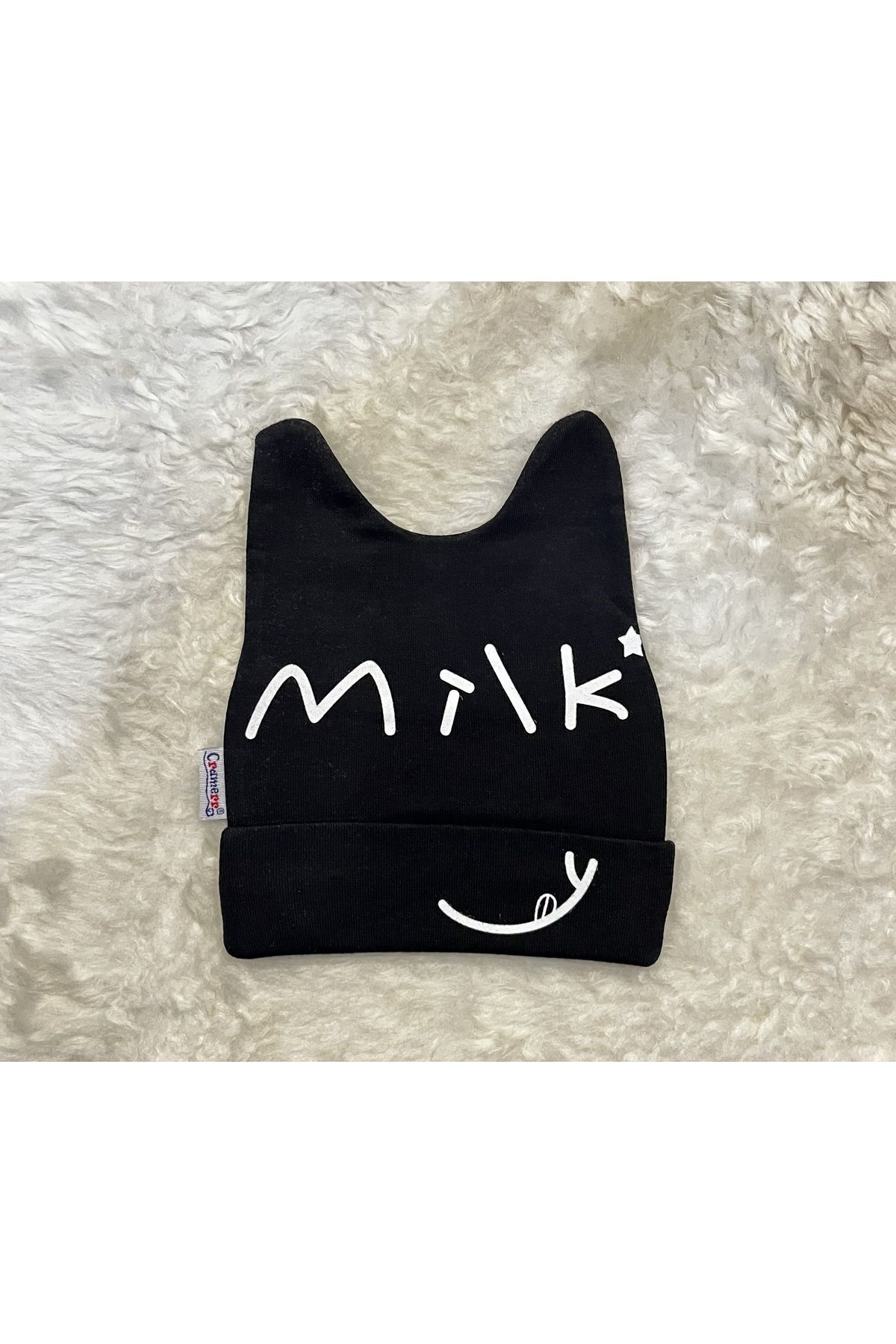 Siyah Mickey Mouse Figürlü Kız Erkek Bebek Çocuk Penye Şapka Bere Milksiyah - 0-1 Yaş