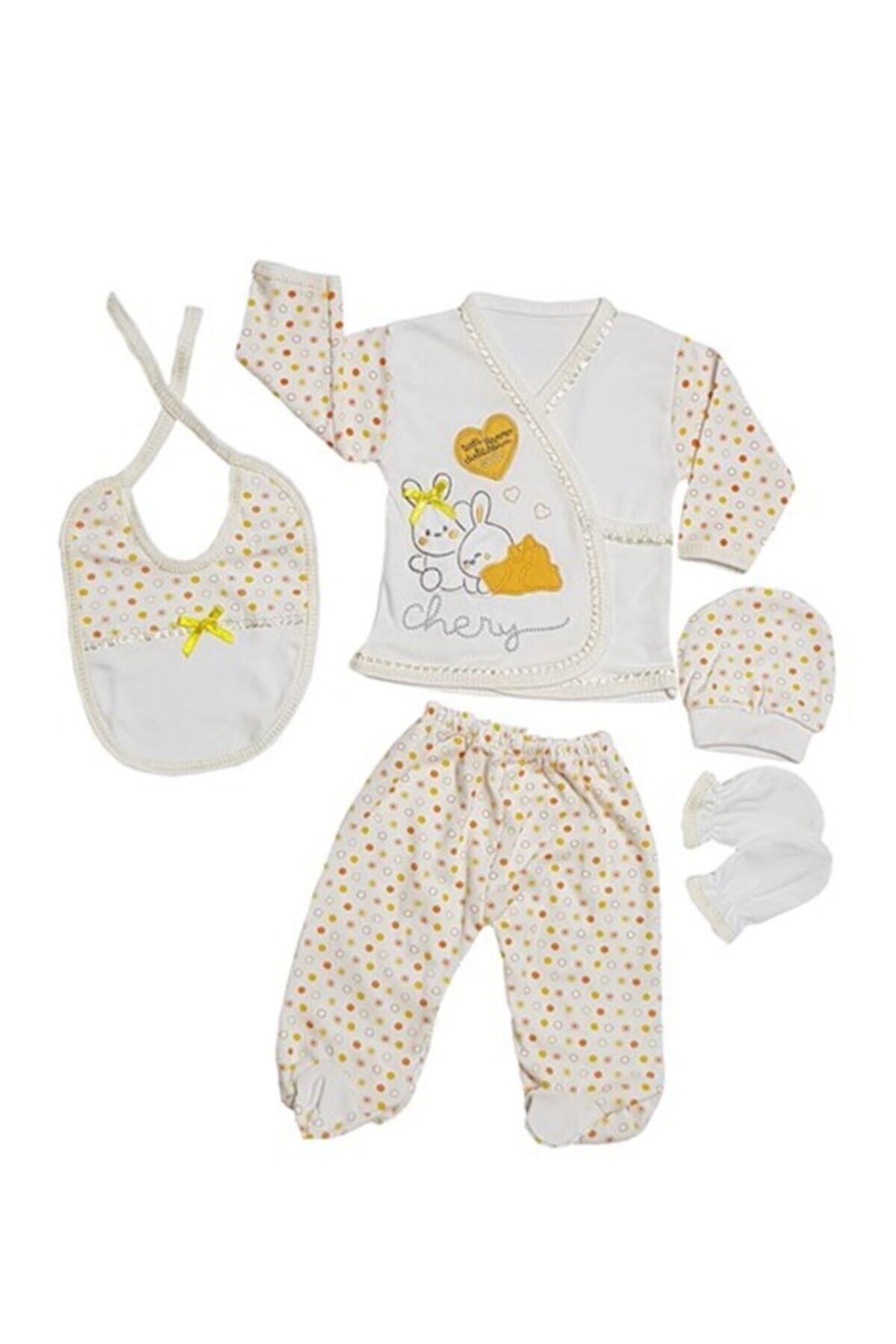 Lüks Unisex 5li Set Sarı - 0-3 Ay