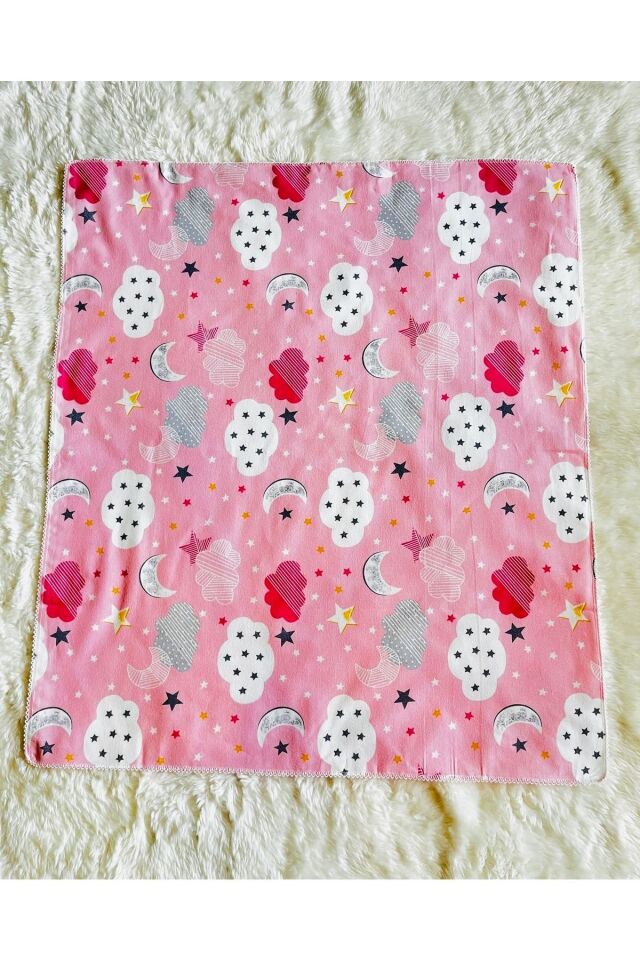 Pembe Bulut Desenli Pazen Kız Bebek Kundak Battaniye