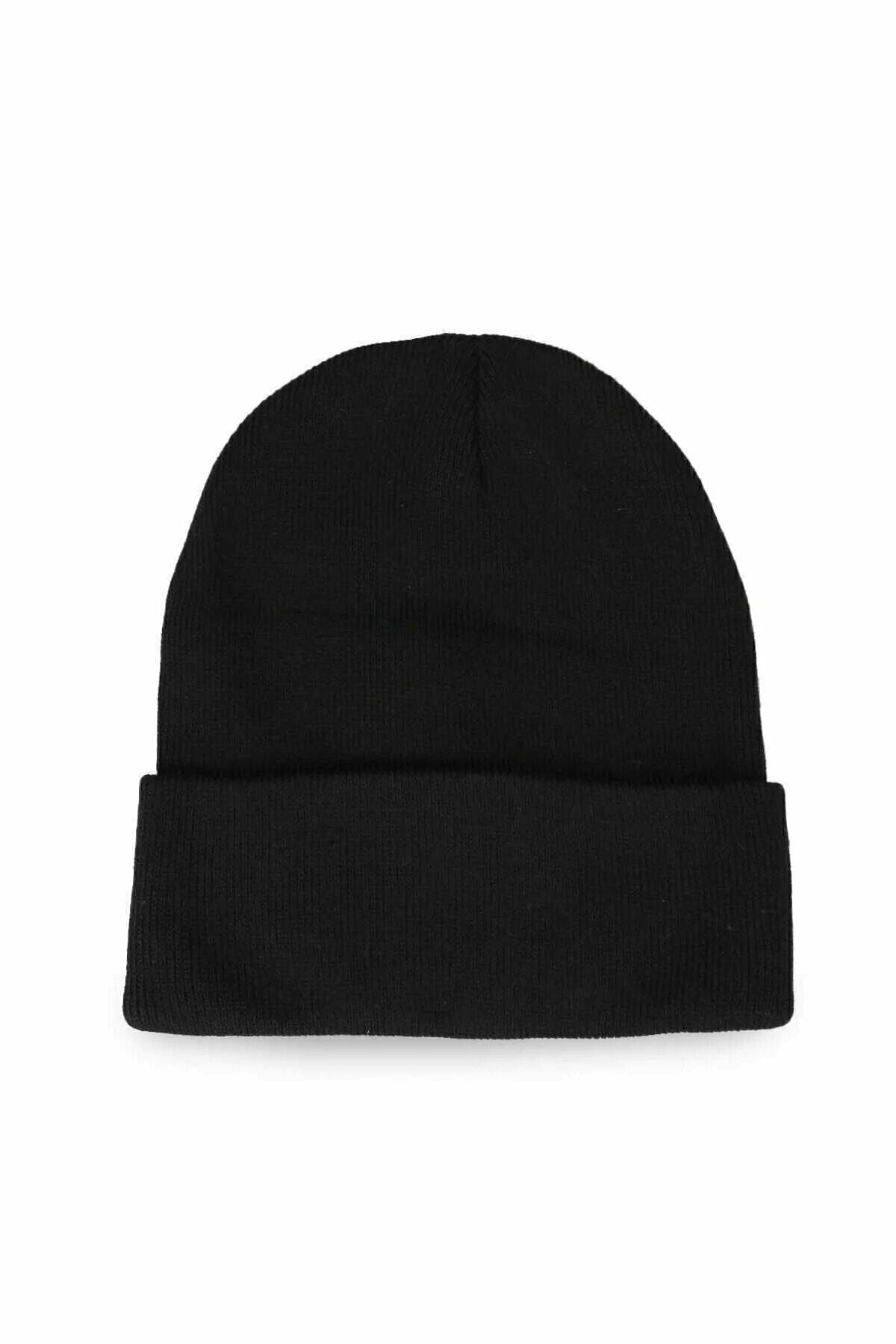 Basic Bere Şapka Triko Sonbahar Kışlık Vizon Unisex Siyah - Standart