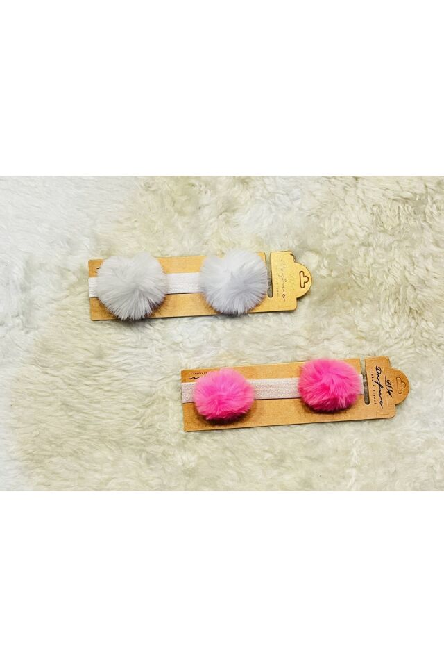 Dantel Kurdeleli 2’li Kız Bebek Çocuk Bandana Pembe-Beyaz