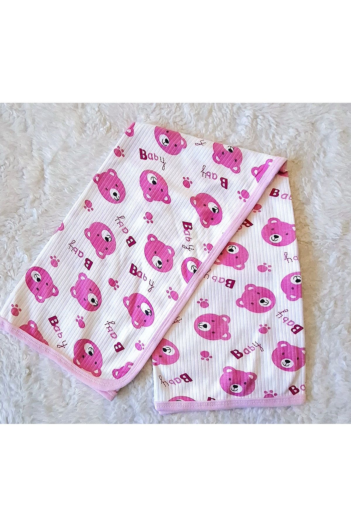 Kahve kalp fitilli kumaş pamuk kundak bebek battaniyesi Pembe