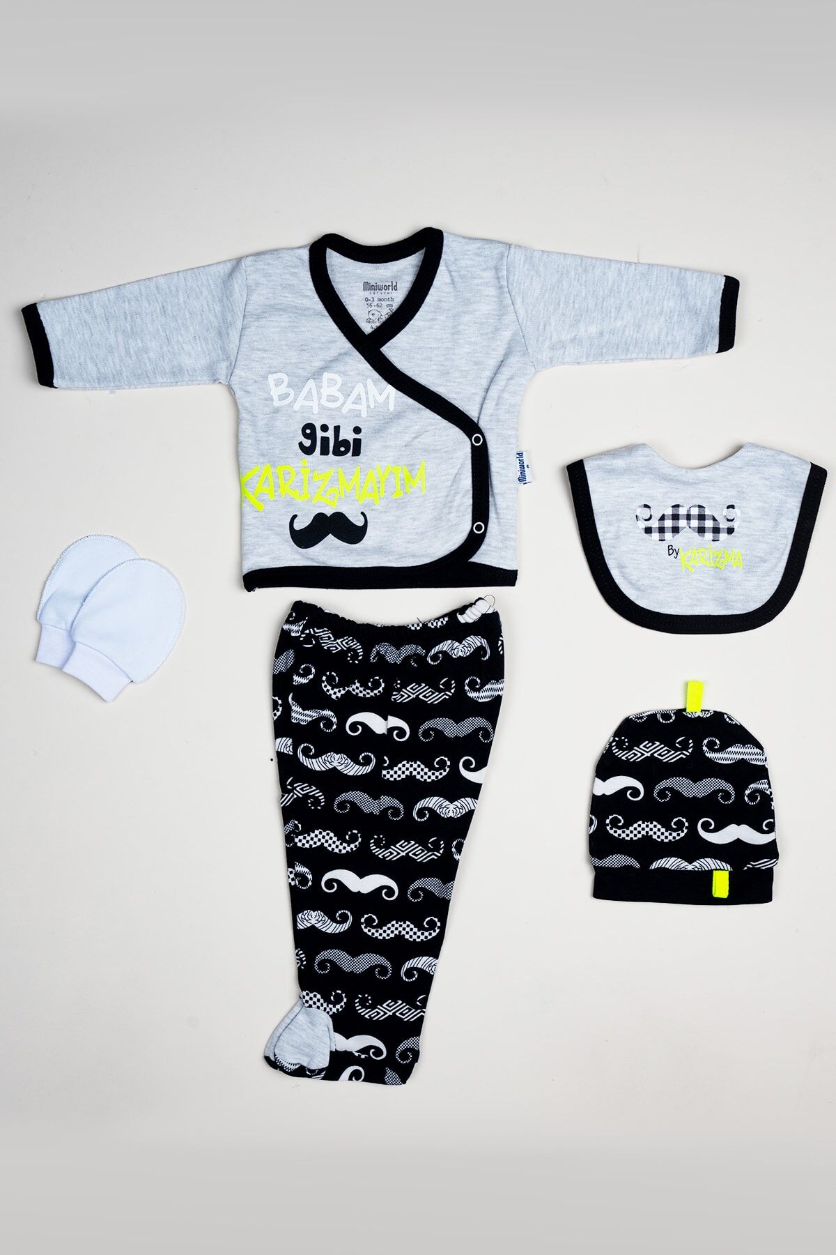 Erkek Bebek Babam Gibi Karizmayım 5'Li Bebek Hastane Çıkışı