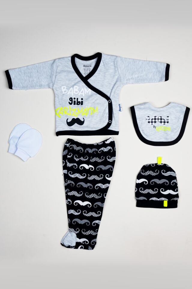 Erkek Bebek Babam Gibi Karizmayım 5'Li Bebek Hastane Çıkışı