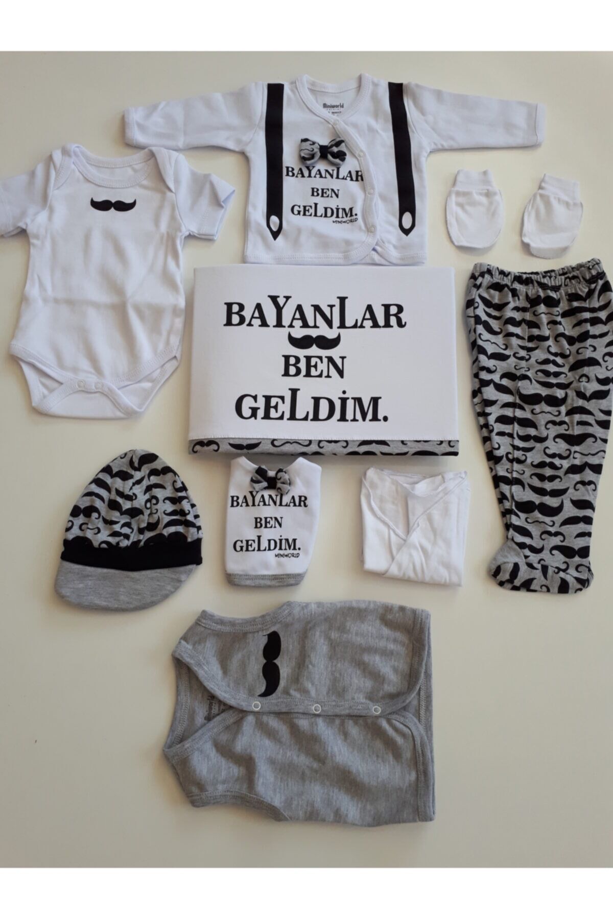 Erkek Bebek Gri Beyaz 10 Lu Yenidoğan  Hastane Çıkışı Gri-Beyaz - Yeni Doğan