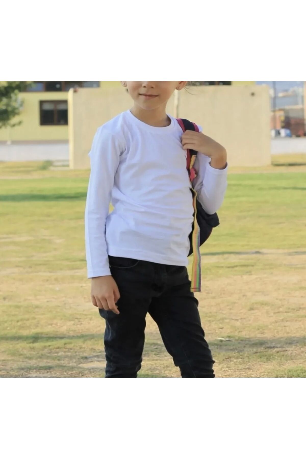 Beyaz Uzun Kollu Organik Pamuk Bebe Çocuk Badi Beyaz - 3 Yaş