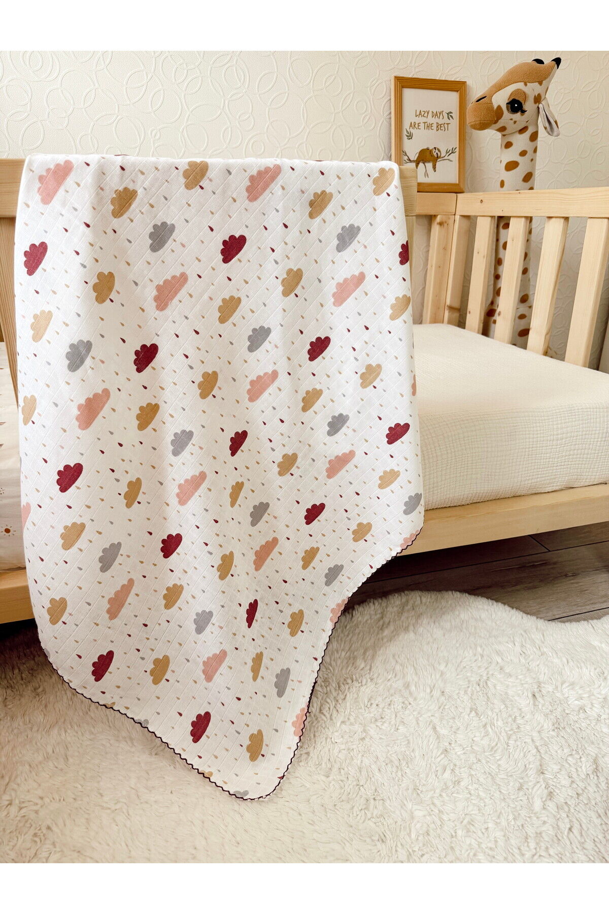 Çok Amaçlı Müslin Örtü 05-bulut 80x90 Cm, Yeni Doğan, Müslin Battaniye, Müslin Bez Ekru