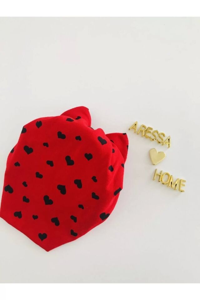Kurdelalı Çift Katlı Bebek Bone Bandana Kirmizi