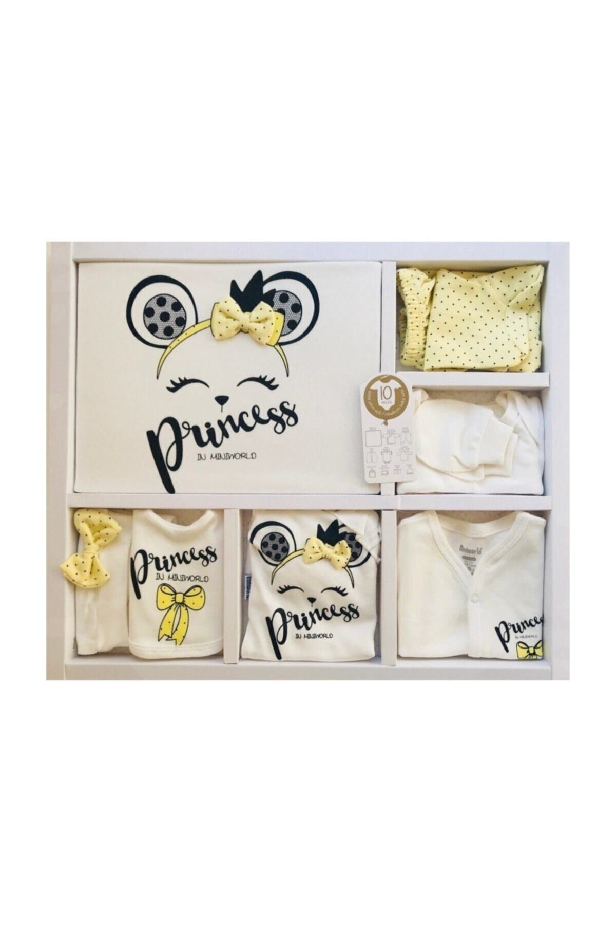 Kız Bebek Sarı Fiyonklu Prenses Hastane Çıkışı 10'lu Set