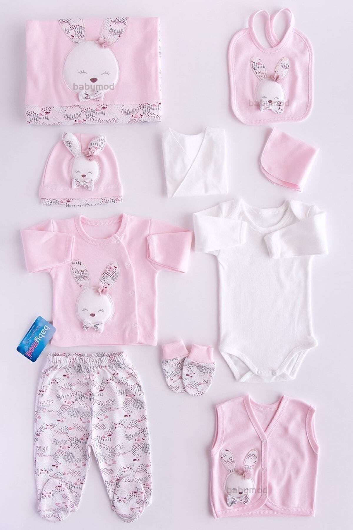 Kız Bebek Pembe Layette 10'lu Hastane Çıkışı Somon Pembe - 0-3 Ay