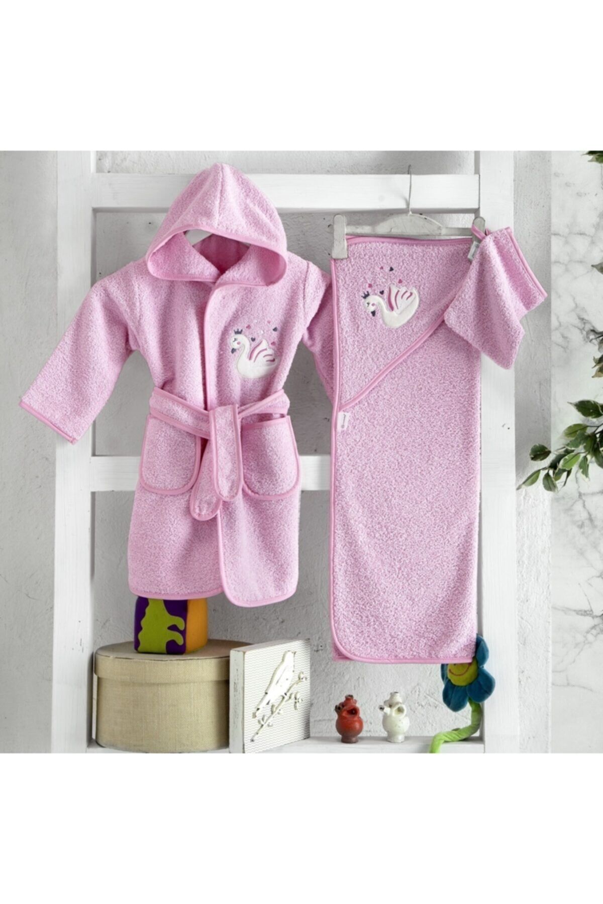 Mixi Baby Bebek Bornoz Seti Krem