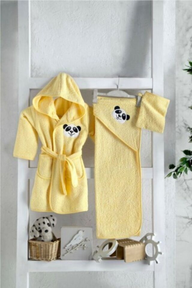 Mixi Baby Bebek Bornoz Seti Krem