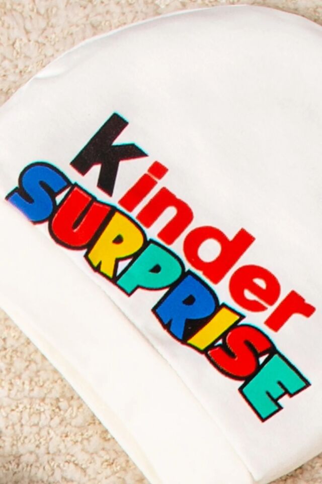 Sürpriz Yumurta ikili Bebek Takım Kinder Tulum Beyaz - 6-9 Ay