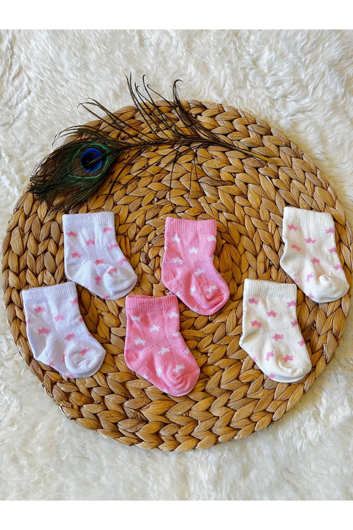 3’lü Yenidoğan Organik Kız Erkek Bebek Çorap Yıldız - Yeni Doğan