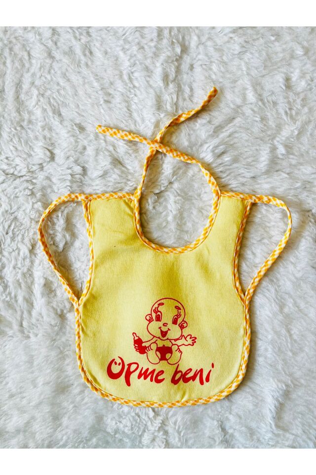 6’lı Öpme Beni Baskılı Arkası Muşambalı Koldan Giymeli Kız Erkek Bebek Çocuk Büyük Önlük