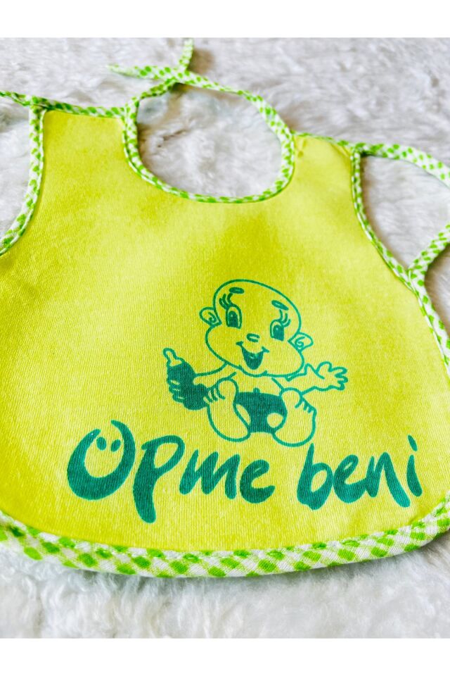 6’lı Öpme Beni Baskılı Arkası Muşambalı Koldan Giymeli Kız Erkek Bebek Çocuk Büyük Önlük