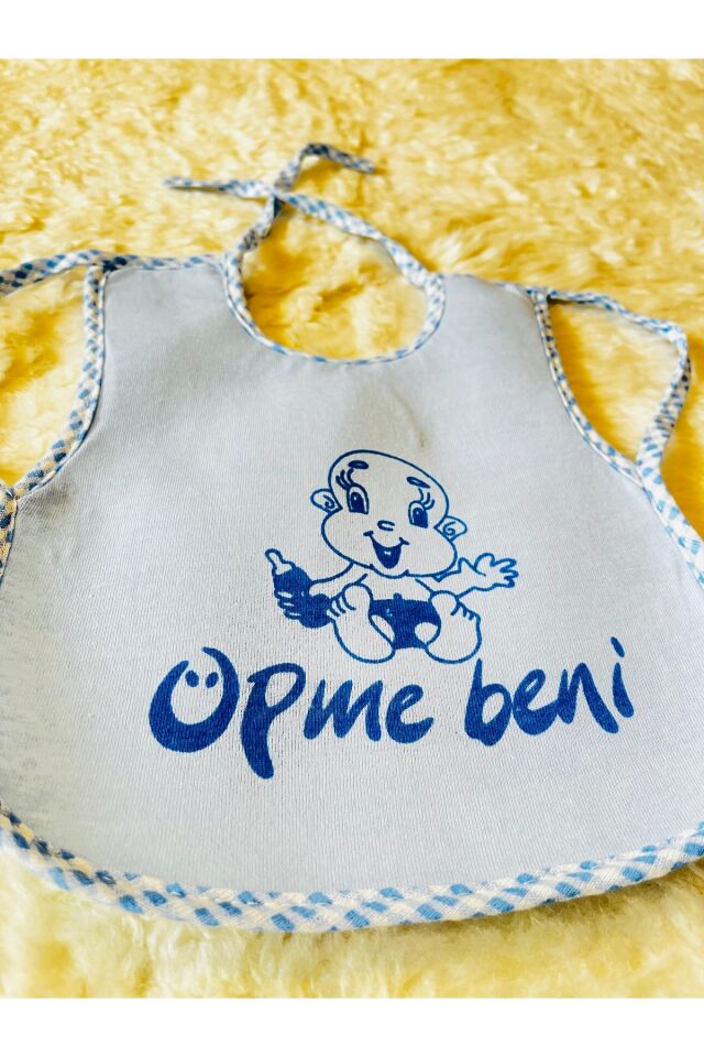 6’lı Öpme Beni Baskılı Arkası Muşambalı Koldan Giymeli Kız Erkek Bebek Çocuk Büyük Önlük