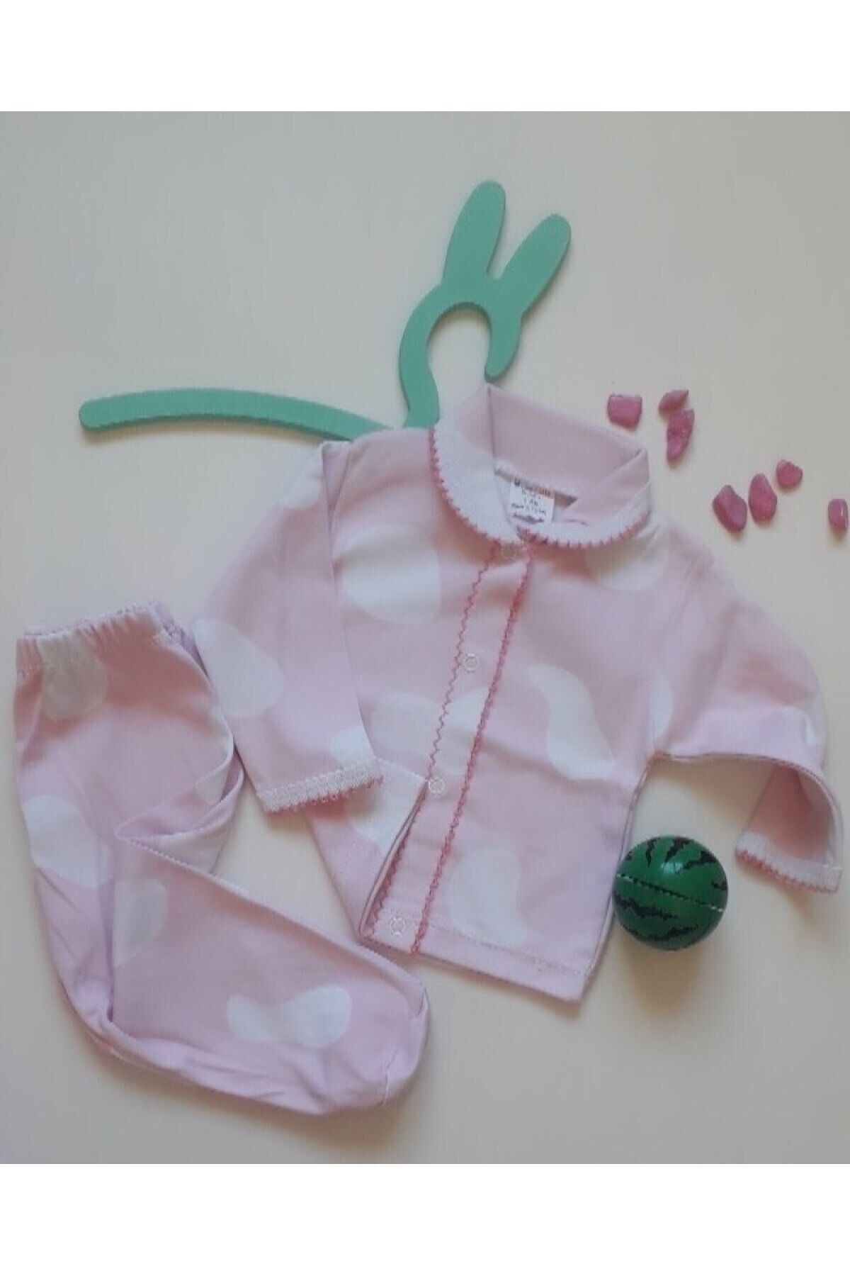Kız Çocuk Pembe Damalı Pijama Takımı Pembe - 0-3 Ay