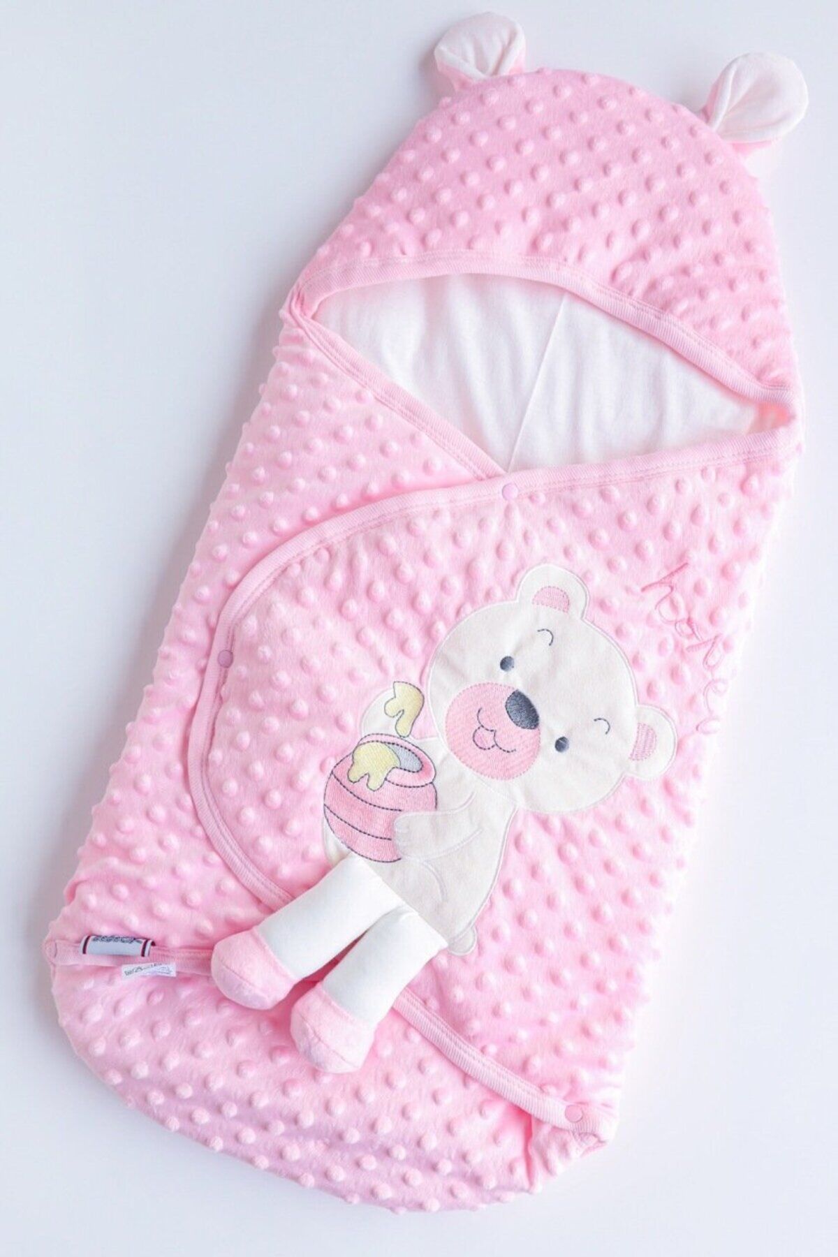 Ayıcıklı Nohut Bebek Kundak Pembe