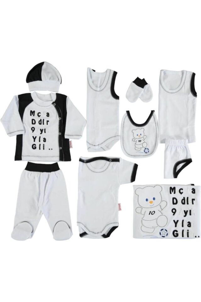 Unisex Siyah Beyaz Taraftar 10'lu Hastane Çıkış Seti Beyaz - 0-3 Ay